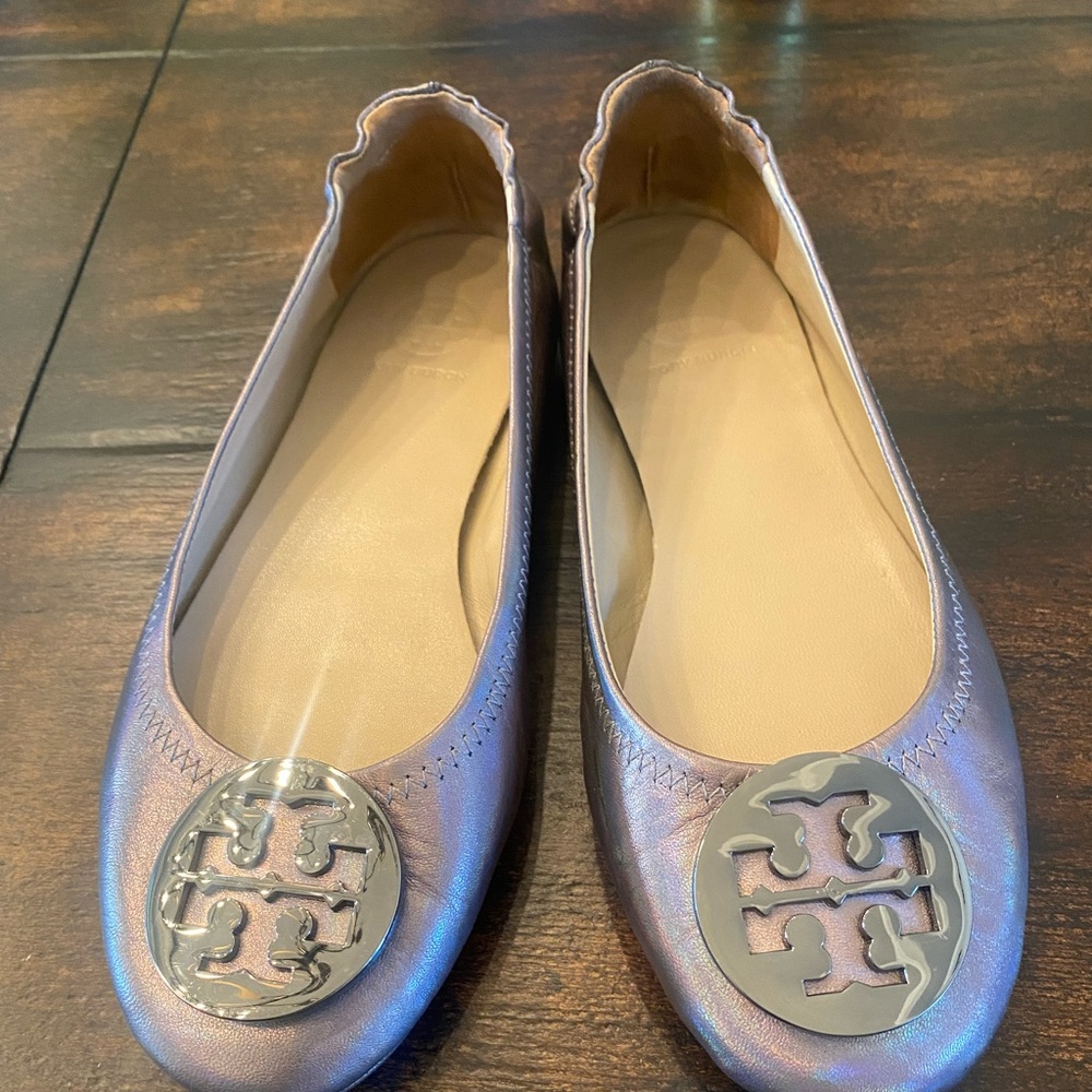 Tory Burch pewter  MINNIE TRAVEL BALLET